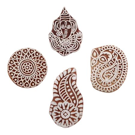 Set of 4 Piece New Mix Wooden Printing Block